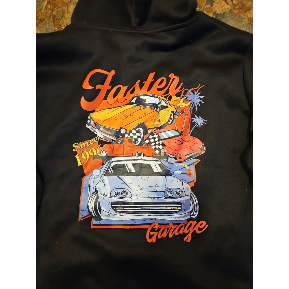 News Race Car Hoodie Blk Medium Faster Garage* News Hoodie *(A657)‎